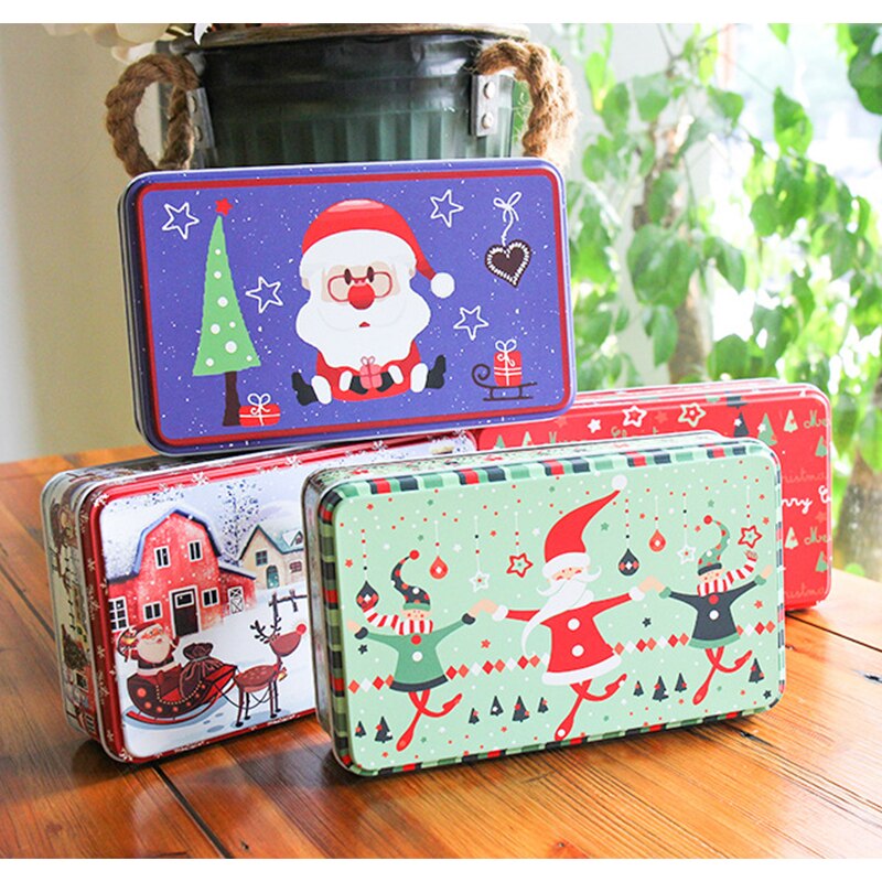 Rectangular Christmas Gift Boxes Candy Biscuit Tin