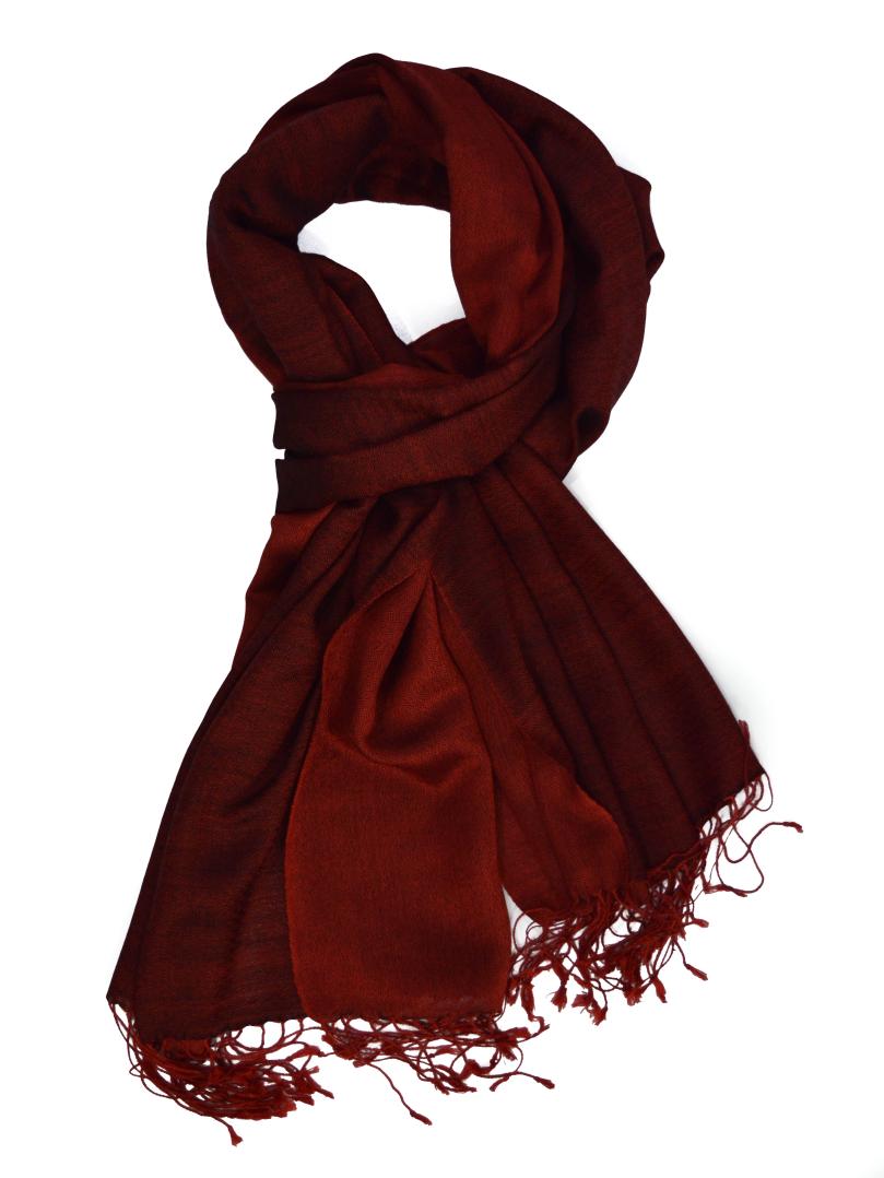 Red & Black Two Tone Wool And Silk Blend Scarf