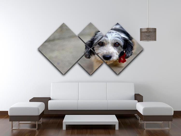 Sad look of a cute stray dog 4 Square Multi Panel Canvas