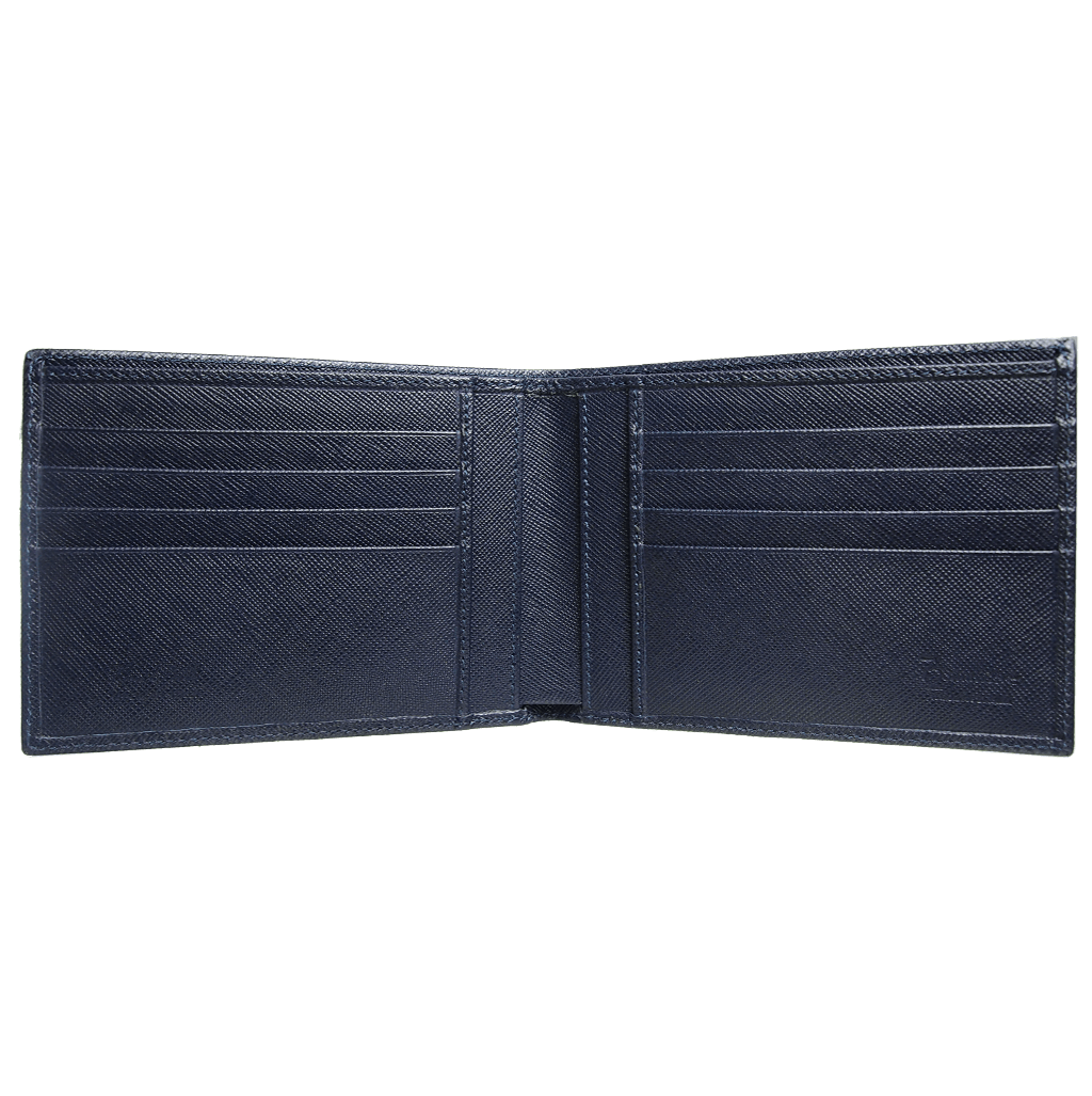 8 Credit Card Saffiano Billfold Navy Blue