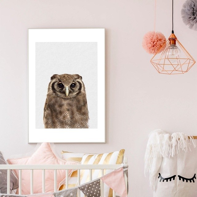 Scandinavian Animal Owl Realistic Painting Canvas