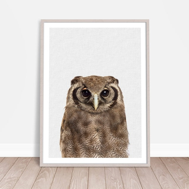 Scandinavian Animal Owl Realistic Painting Canvas