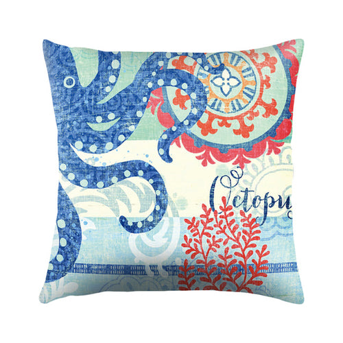 Sea Turtle Printed Cushion Cover Cotton Linen