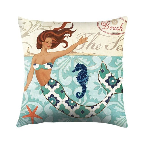 Sea Turtle Printed Cushion Cover Cotton Linen