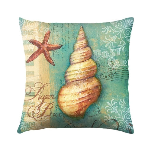 Sea Turtle Printed Cushion Cover Cotton Linen