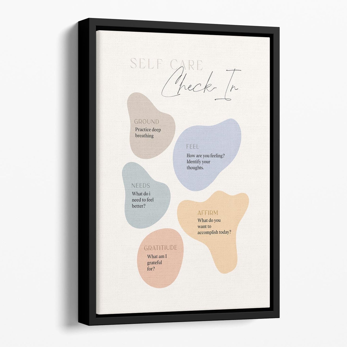 Self Care Checkin 5 Steps Floating Framed Canvas