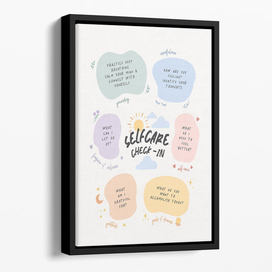 Self Care Checkin Floating Framed Canvas