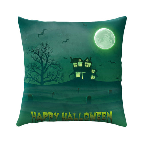 Skull Castle Throw Pillowcase Happy Halloween