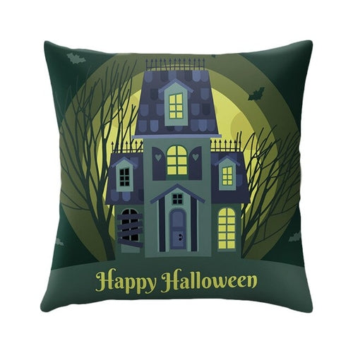Skull Castle Throw Pillowcase Happy Halloween