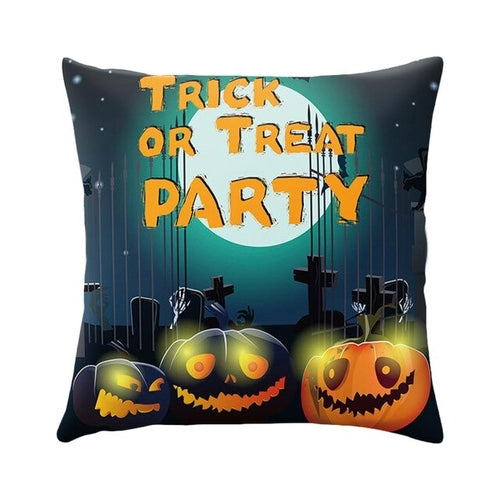 Skull Castle Throw Pillowcase Happy Halloween
