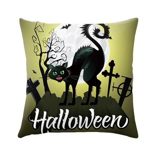 Skull Castle Throw Pillowcase Happy Halloween