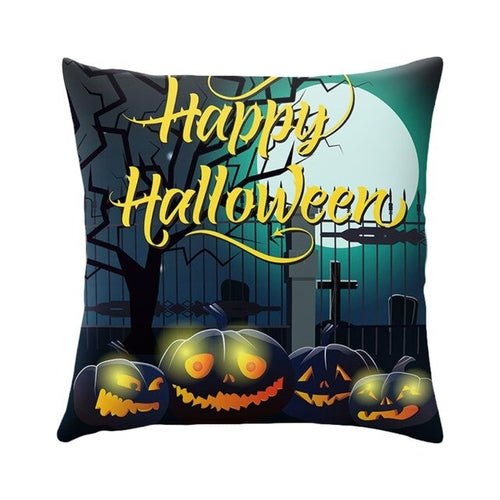 Skull Castle Throw Pillowcase Happy Halloween