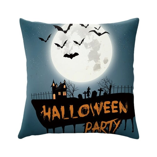 Skull Castle Throw Pillowcase Happy Halloween