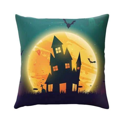 Skull Castle Throw Pillowcase Happy Halloween