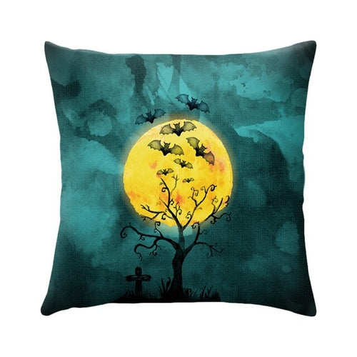 Skull Castle Throw Pillowcase Happy Halloween
