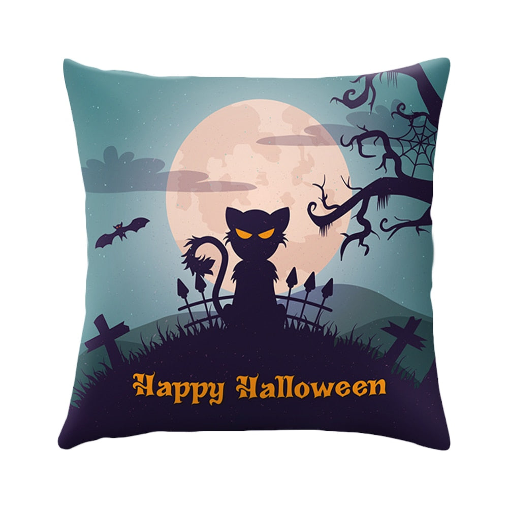 Skull Castle Throw Pillowcase Happy Halloween