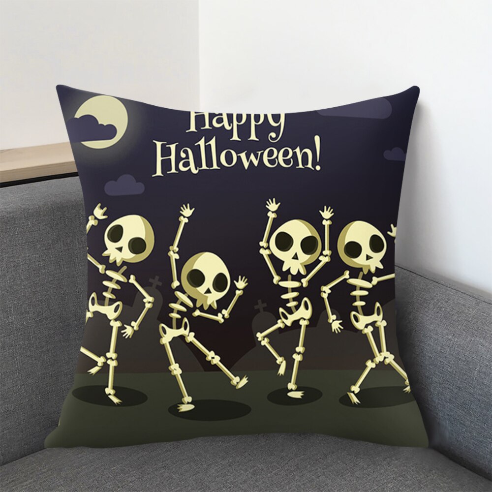 Skull Castle Throw Pillowcase Happy Halloween