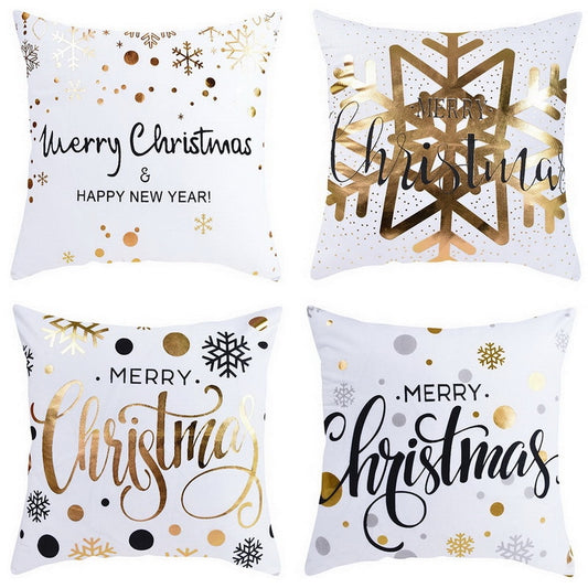 Soft Bronzing Christmas Cushion Cover Gold Printed