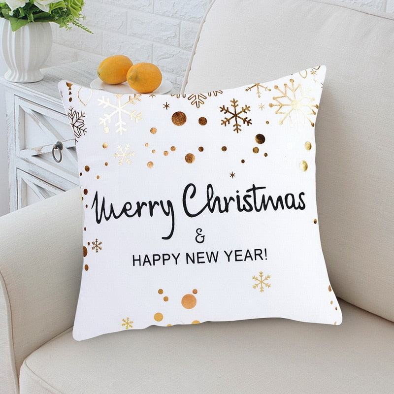 Soft Bronzing Christmas Cushion Cover Gold Printed