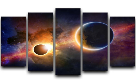 Solar Eclipse Nebula and Stars 5 Split Panel Canvas