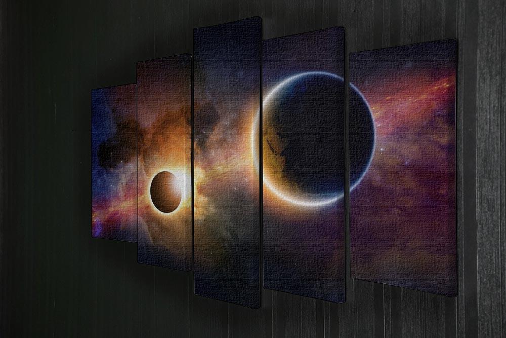 Solar Eclipse Nebula and Stars 5 Split Panel Canvas