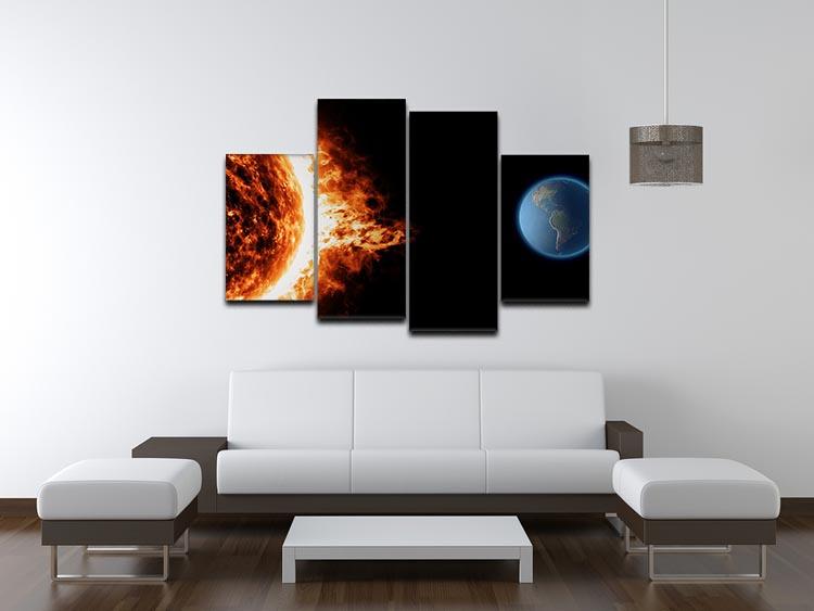 Sun earth space universe solar storm 4 Split Panel Canvas