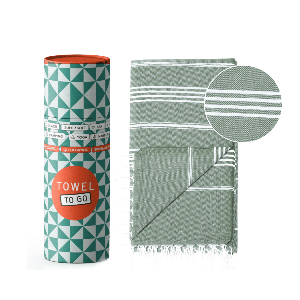 Ipanema Hammam Towel with Recycled Gift Box, Khaki