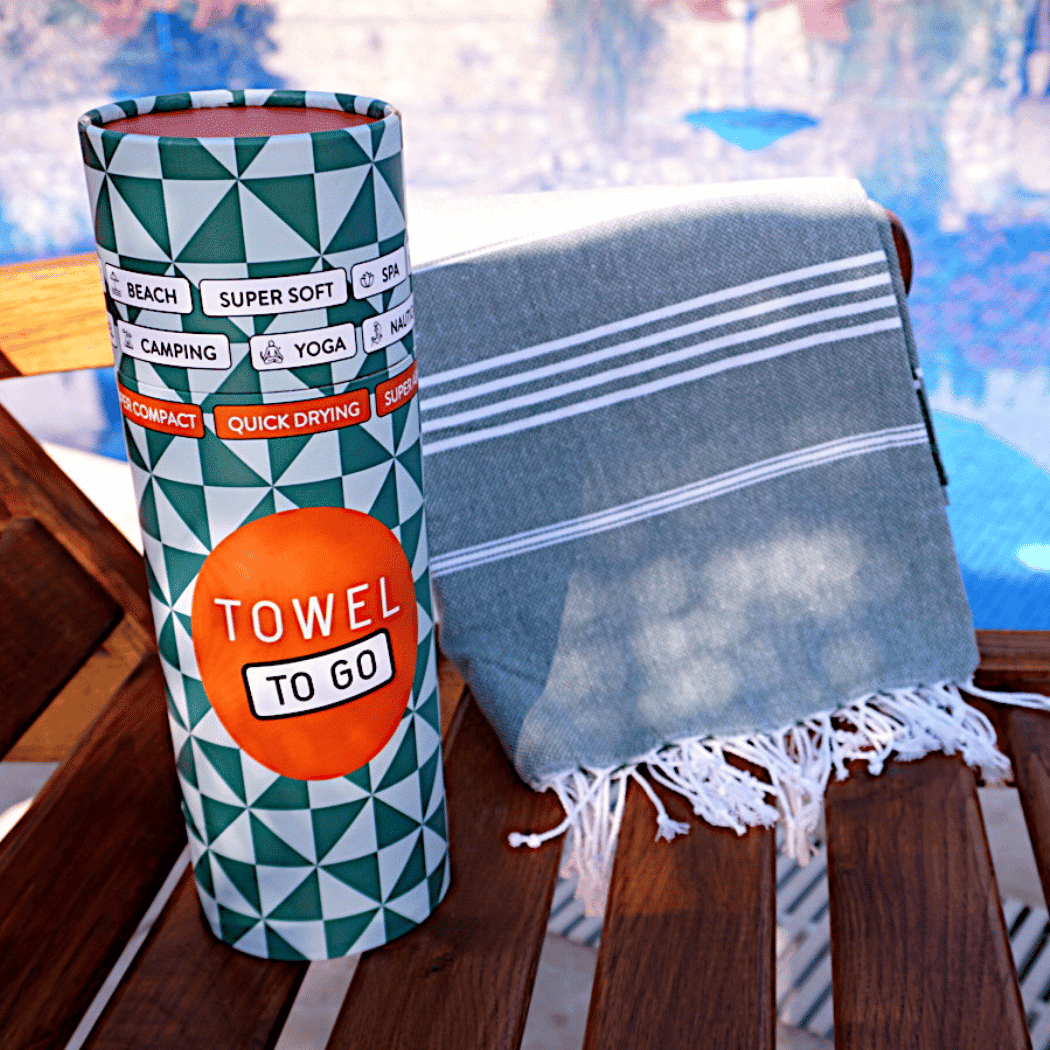 Ipanema Hammam Towel with Recycled Gift Box, Khaki