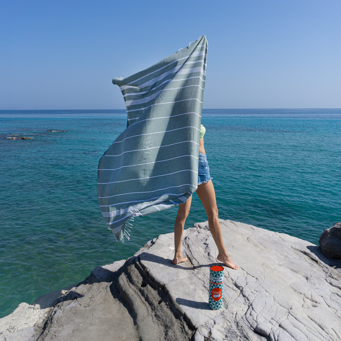 Ipanema Hammam Towel with Recycled Gift Box, Khaki