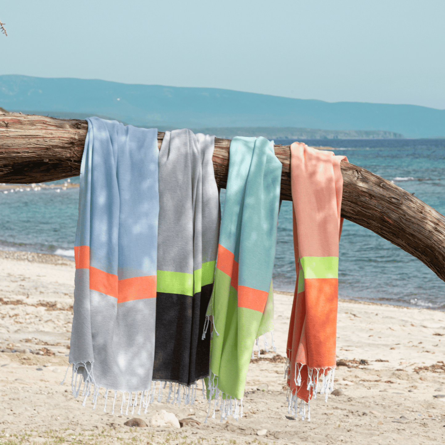 Neon Two-in-One Beach Towel and Bag, Grey, Black, Recycled Cotton with