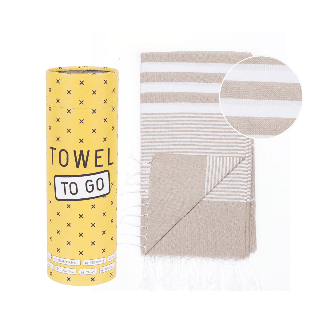 Malibu Hammam Towel with Recycled Gift Box, Beige
