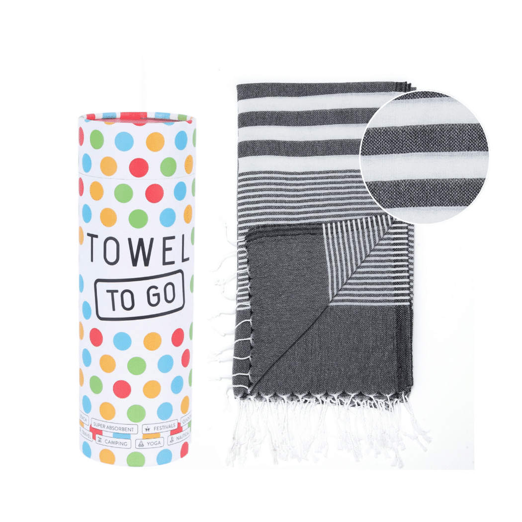 Malibu Hammam Towel with Recycled Gift Box, Black