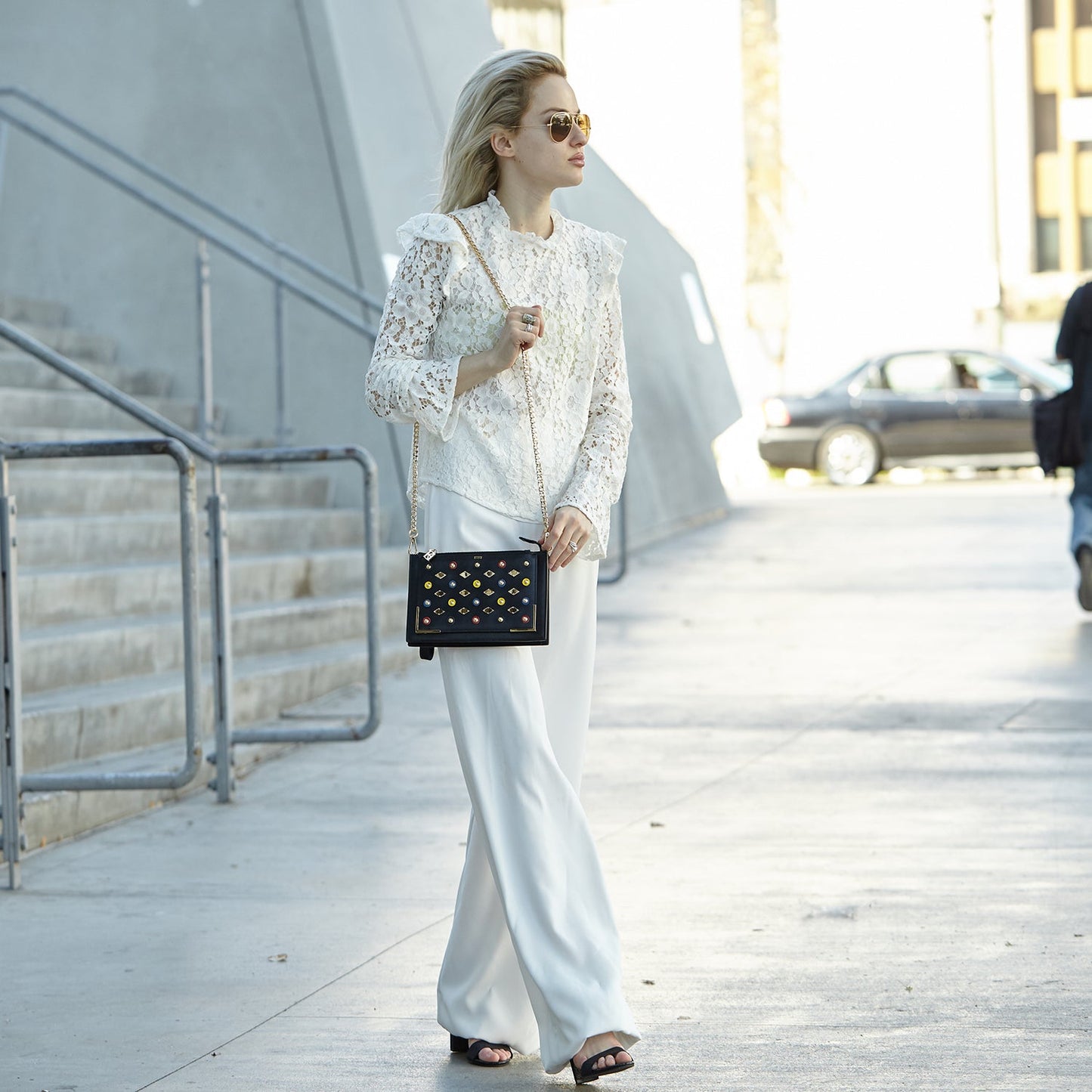 Black Studded Crossbody Clutch