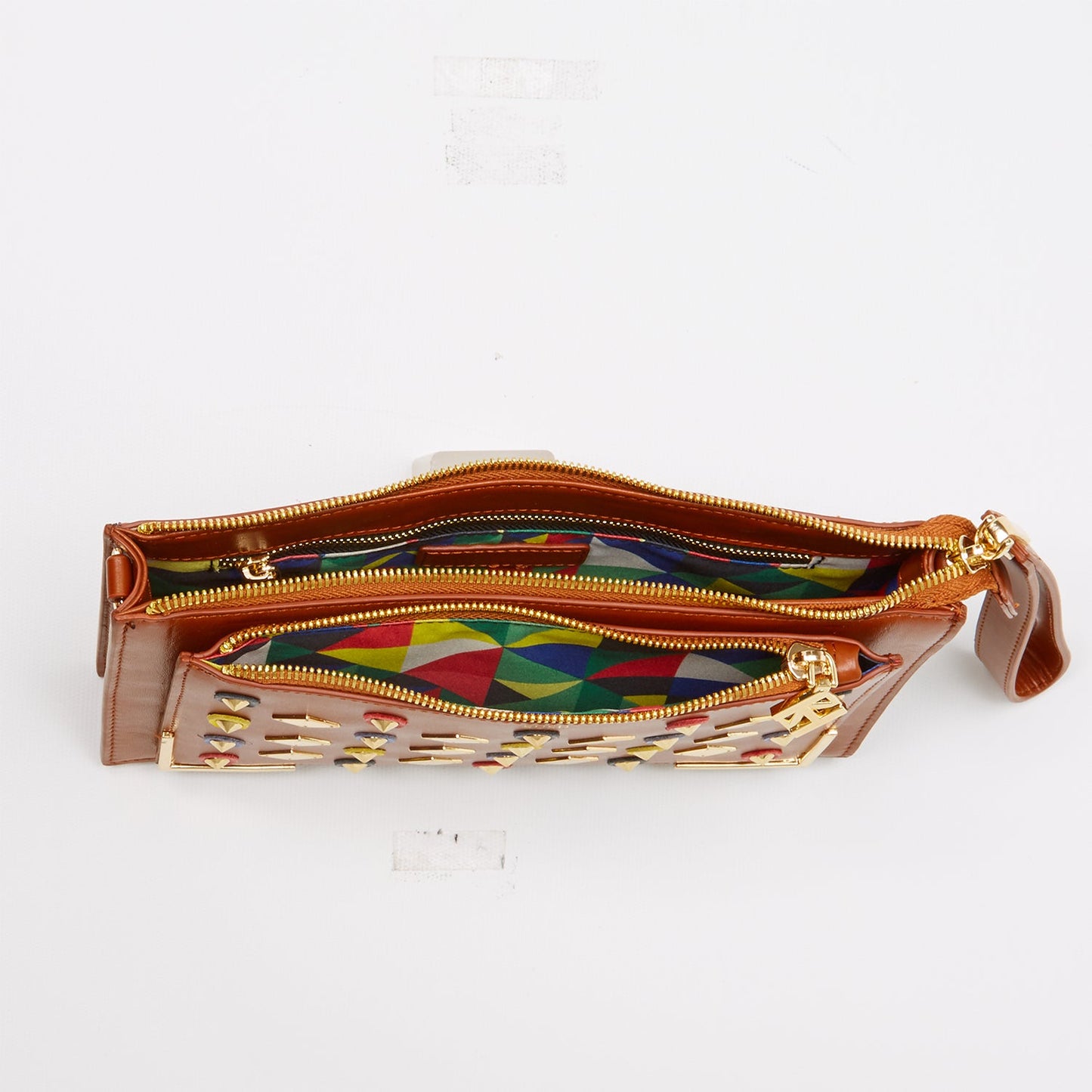 Studded Crossbody Brown Clutch