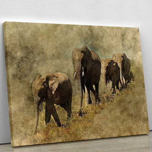 The Elephants March Canvas Print or Poster