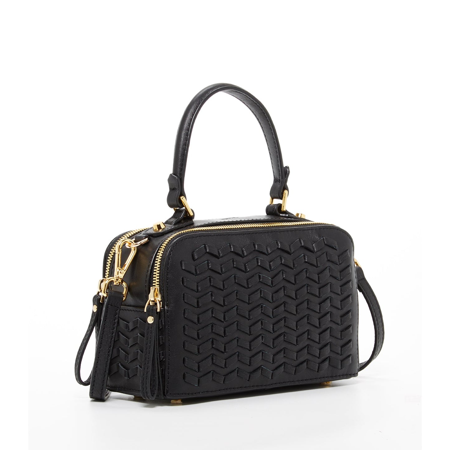 SUSU Woven Leather Crossbody Bag Black Purse Women's Handbag