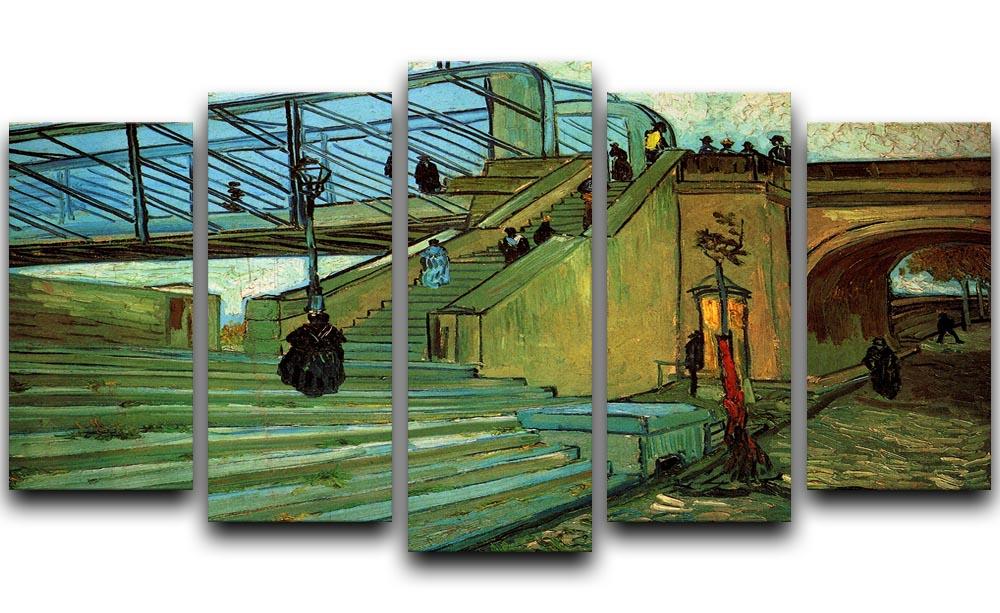 The Trinquetaille Bridge by Van Gogh 5 Split Panel Canvas