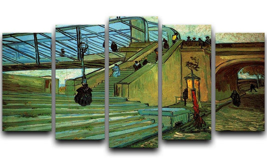 The Trinquetaille Bridge by Van Gogh 5 Split Panel Canvas
