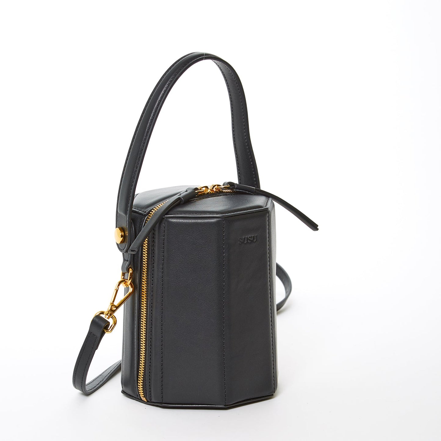 SUSU Black Purse Leather Bucket Bag Small Crossbody Purse Women's