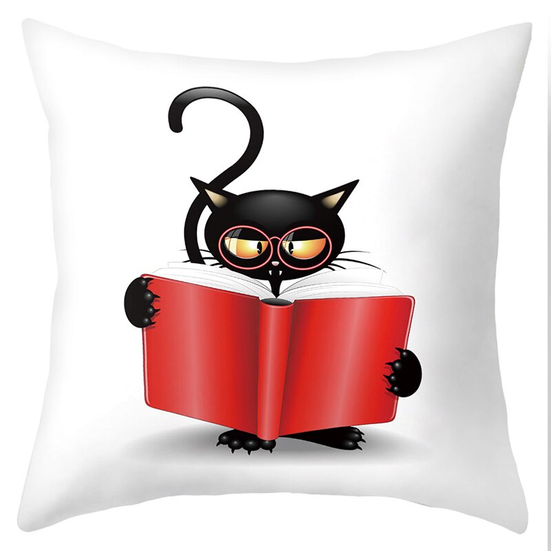 Trick Or Treat/Cat Spider Print Cushion Cover