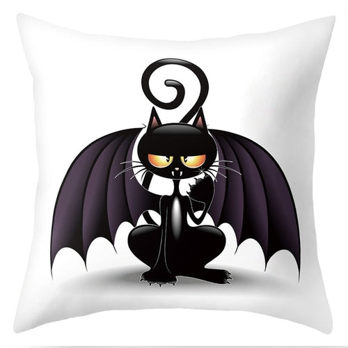 Trick Or Treat/Cat Spider Print Cushion Cover