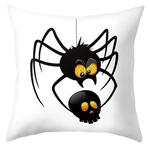 Trick Or Treat/Cat Spider Print Cushion Cover