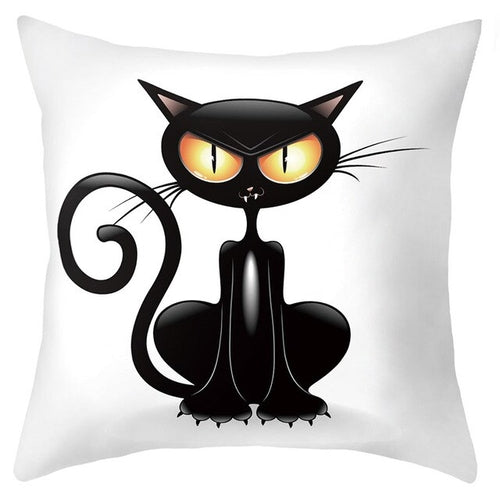 Trick Or Treat/Cat Spider Print Cushion Cover