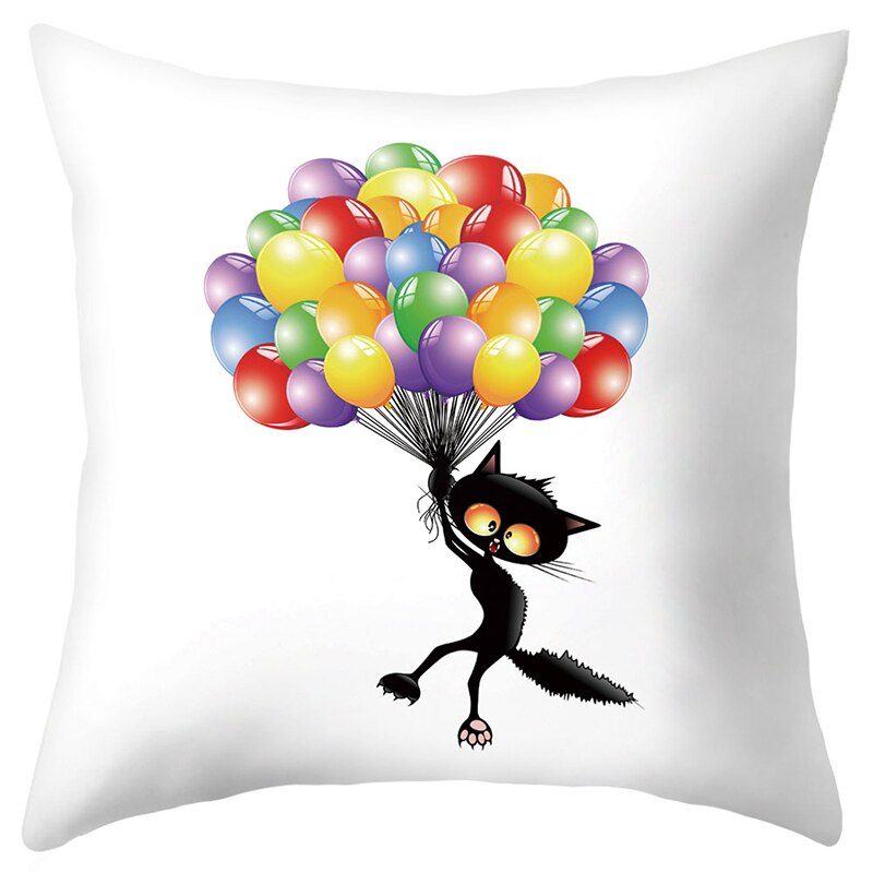 Trick Or Treat/Cat Spider Print Cushion Cover