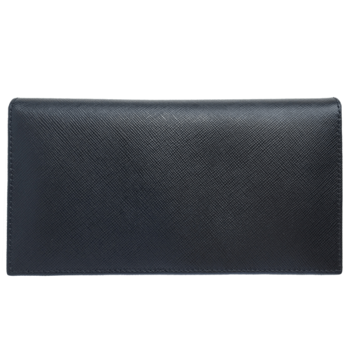 16 Credit Cards Saffiano Long Envelope Wallet Black