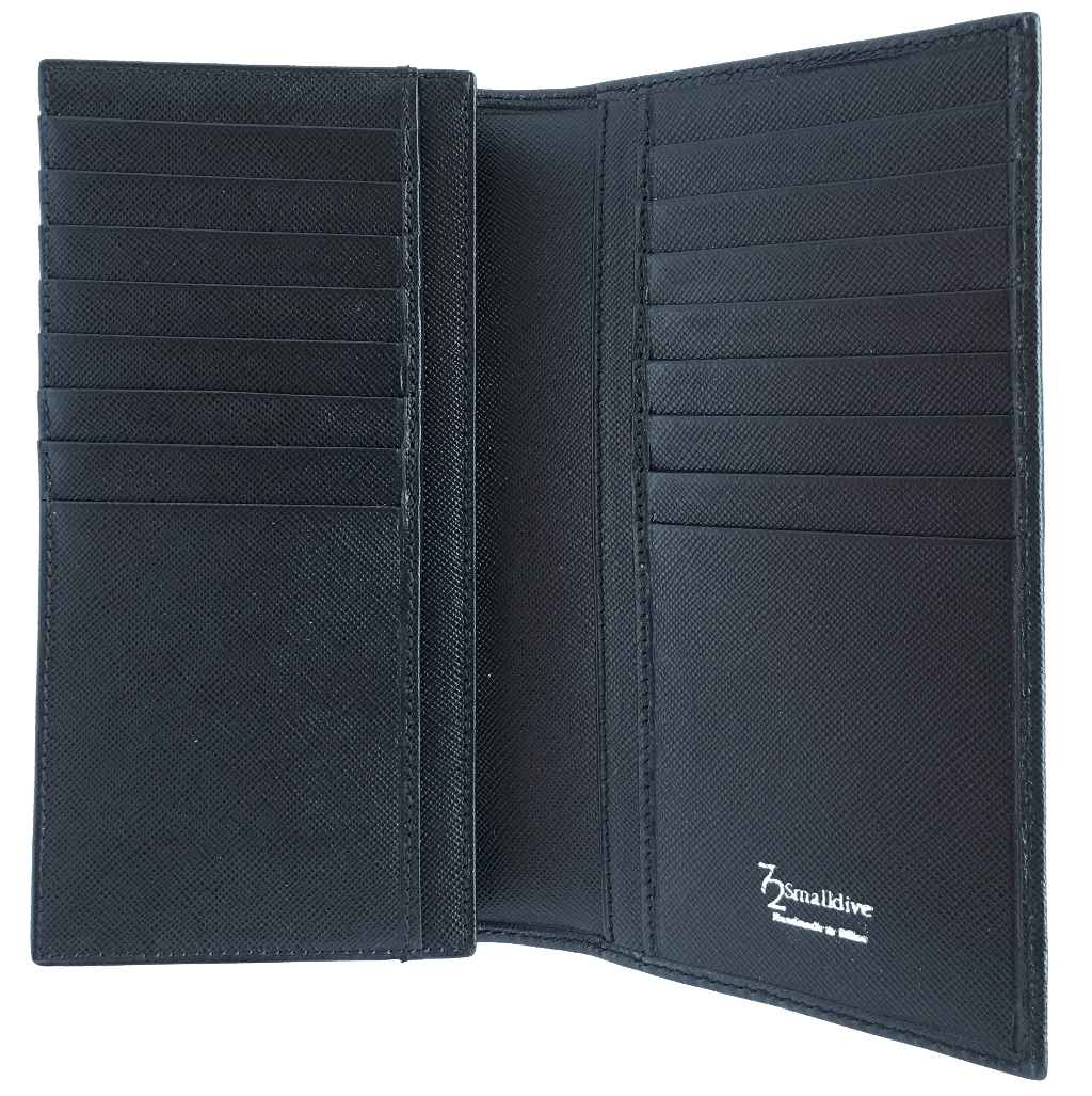 16 Credit Cards Saffiano Long Envelope Wallet Black