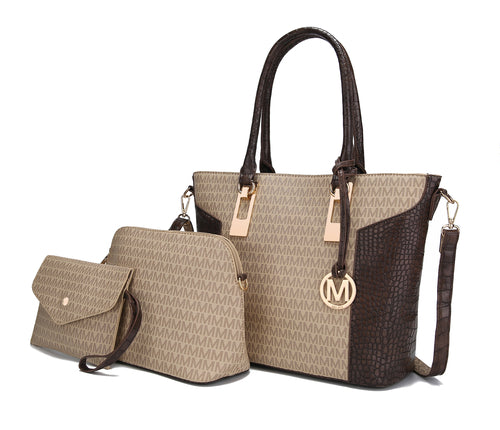 Shonda 3PC Tote with Cosmetic Pouch & Wristlet