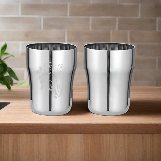Stainless Steel UNO Glasses (Laser Design) Available in Sets | Premium