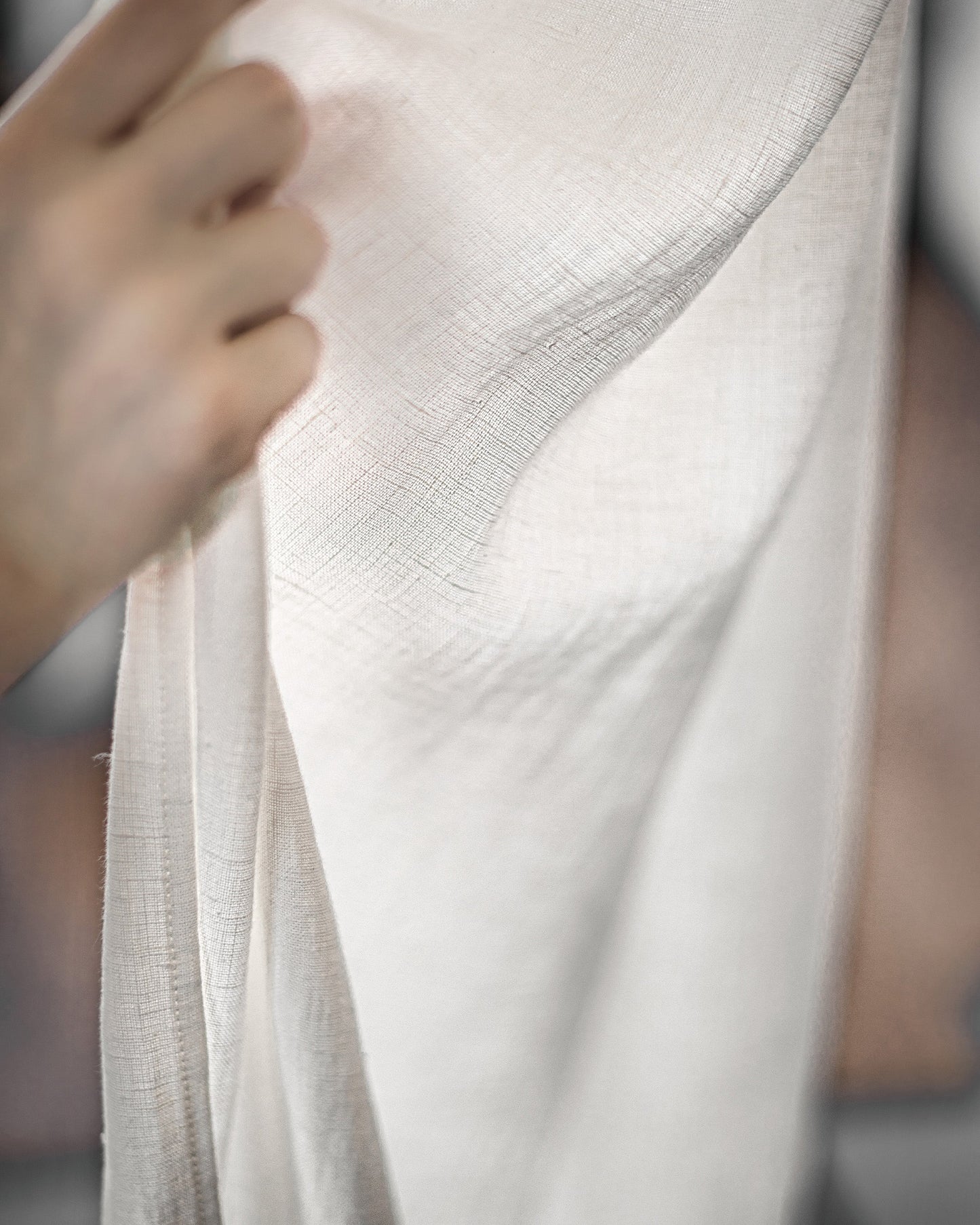 Natural light linen curtain with rod pocket