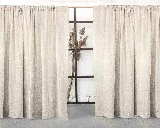 Natural light linen curtain with rod pocket